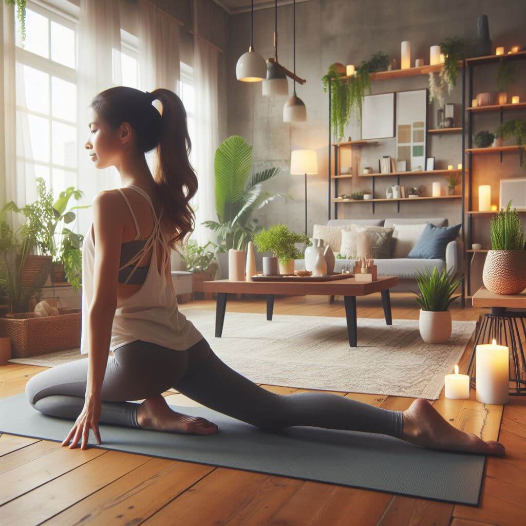 create image about Yoga in the home